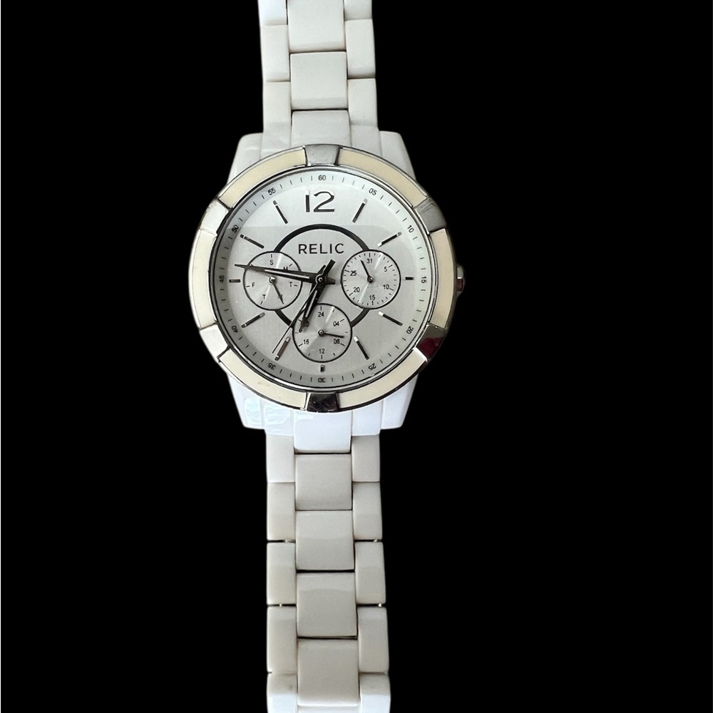 Relic Silver and White Watch